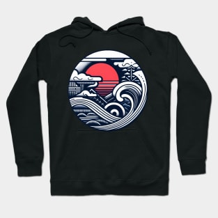 The Sun and wave Japanese ambiance Hoodie